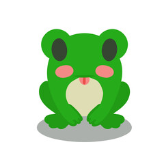 Cartoon frog shows tongue. Vector illustration. Frog isolated on white background. Design element