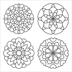Simple mandala design for coloring. Vector floral mandala. Geometric ornamental mandalas