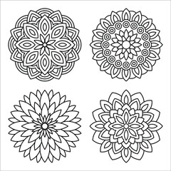 Simple mandala design for coloring. Vector floral mandala. Geometric ornamental mandalas - obrazy, fototapety, plakaty