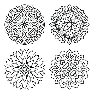 Simple mandala design for coloring. Vector floral mandala. Geometric ornamental mandalas