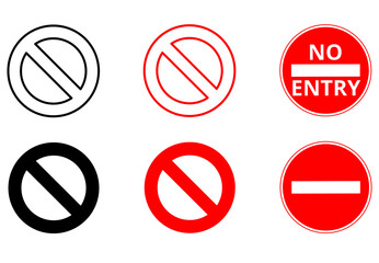 no entry sign set isolated on white background