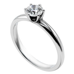 Engagement diamond wedding ring with big gem isolated on white background