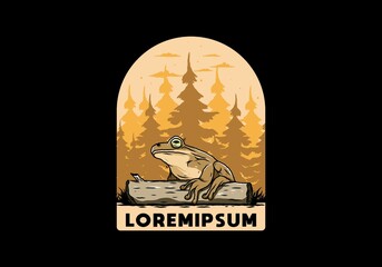 big frog perched on a log illustration