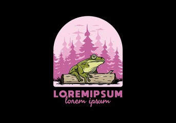 big frog perched on a log illustration