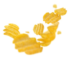 Flying chips, isolated on white background