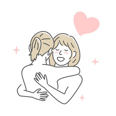 Vector illustration of Embracing lesbian couple  (LGBTQ)