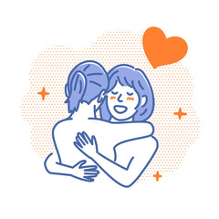 Vector illustration of Embracing lesbian couple  (LGBTQ)