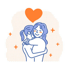 Vector illustration of Embracing lesbian couple  (LGBTQ)