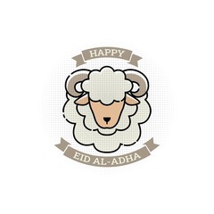 Obraz premium Happy eid adha mubarak greeting card with animal sacrifice in line art style vector illustration