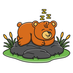 Obraz na płótnie Canvas Cartoon illustration of a cute bear sleeping