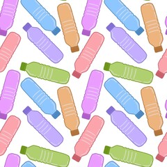 Coloured seamless plastic bottle pattern for packaging and fabrics and kids and kitchen and sports and notebooks
