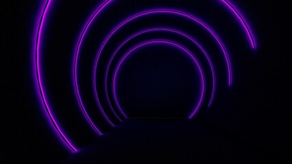 Futuristic architecture background glowing arched interior 3d render