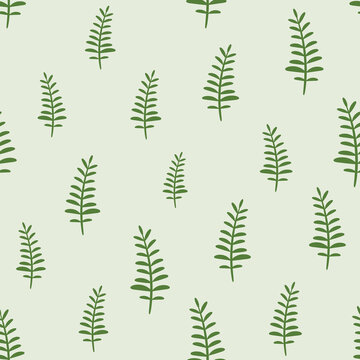 Fern Repeat Pattern, Green Repeating Vector Tile
