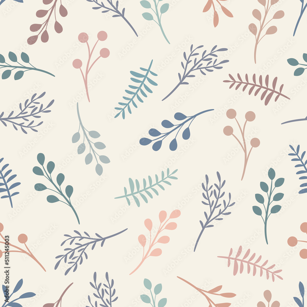 Poster colorful leaf pattern, seamless repeating vector background