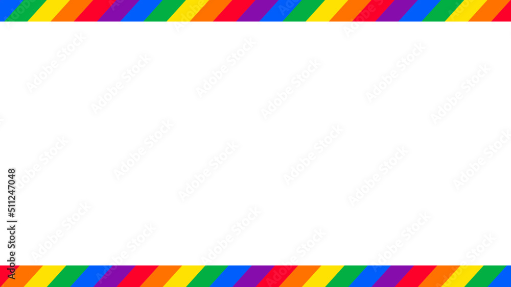 Poster rainbow colorful diagonal striped line border frame background design. happy lgbt pride month theme 