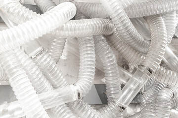 Lots of oxygen plastic hoses for oxygen or air. High quality photo