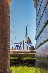 Enkhuizen, Netherlands, June 2022. The old fishermen's cottages at the Zuiderzee Museum in...