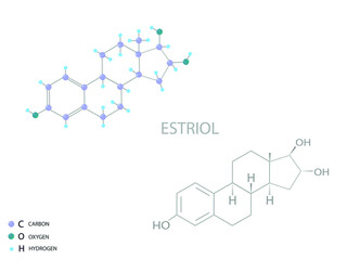 Estriol molecular skeletal 3D chemical formula.	