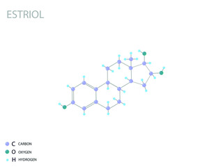 Estriol molecular skeletal 3D chemical formula.	