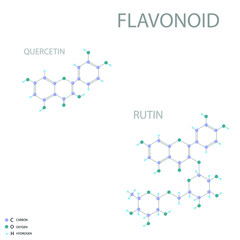 Fototapeta premium Flavonoid (quercetin or rutin) molecular skeletal 3D chemical formula. 