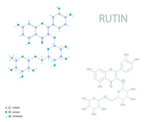Rutin molecular skeletal 3D chemical formula.	