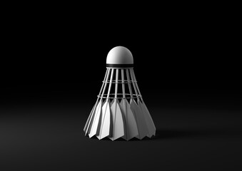 Shuttlecock on black background. 3d rendering illustration