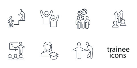 Trainee program and apprenticeship icons set . Trainee program and apprenticeship pack symbol vector elements for infographic web
 