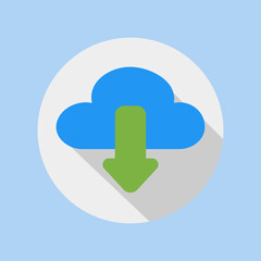 Cloud download icon in flat style about user interface, use for website mobile app presentation