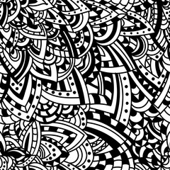 Abstract Pattern for coloring book. Decorative hand drawn abstract seamless pattern