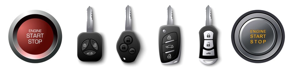 Fototapeta Car remote engine start key or button vector obraz