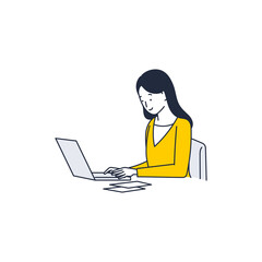 リモートワークする女のイラスト素材｜mayucolor08