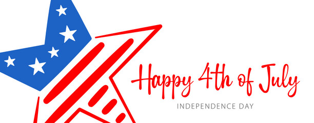 Happy 4th of July, Independence Day lettering and a star in colors of the USA flag. Vector illustration