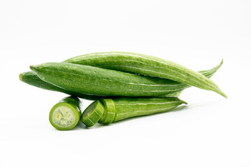 Snake gourd close up isolated on white background