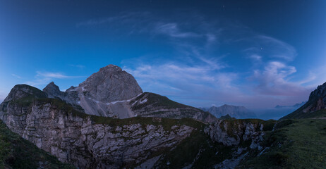 Mangart mountain and stars