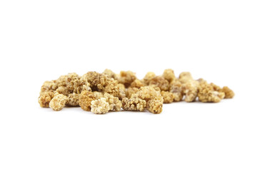 Mulberry dry berries morus alba isolated on white