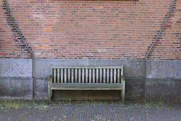 Amsterdam Portuguese Synagogue Courtyard Wooden  Empty Bench, Netherlands