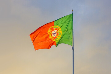 Portuguese Flag against clear Sky