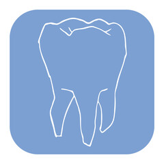 Root tooth. Beautiful healthy tooth is symbol for health dental care. Logo for dentist doctor, orthodontist, dental clinic. Hand drawn old style vector line illustration.