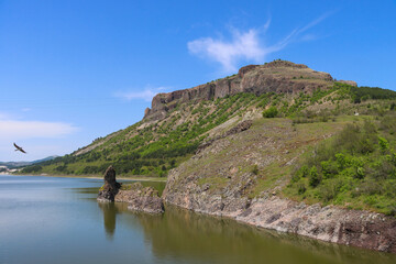 The hill next to the rope bridge