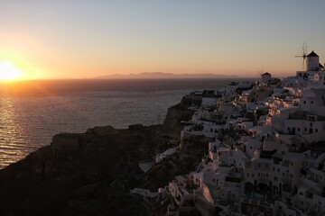 View of  Oia, the most stunning  village of Santorini and an amazing sunset