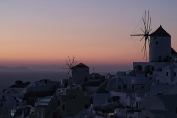 View of  Oia, the most stunning  village of Santorini and an amazing sunset