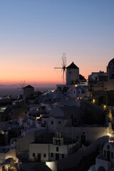 View of the Oia, the most stunning  village of Santorini and an amazing sunset
