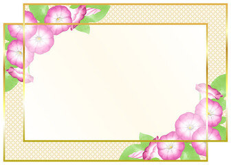 水彩で描かれた朝顔をモチーフにした和風装飾素材／Japanese-style decorative material with a morning glory motif drawn in watercolor