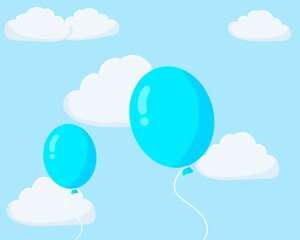 colorful balloons isolated on sky background.teaching materials,day.