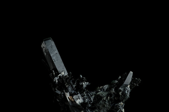 aegirine detail close-up semi-precious gemstone macro with black background 