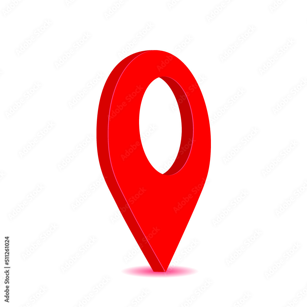Poster red map pointer isolated on a white background
