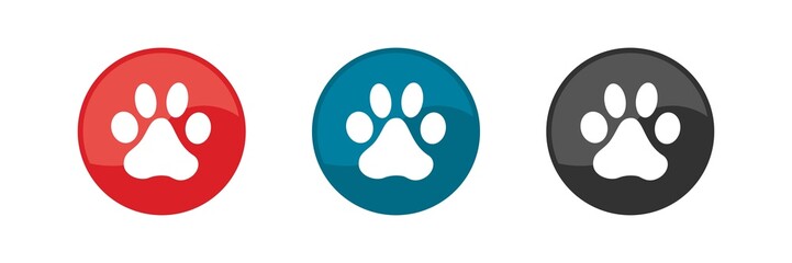 Animal paw icons set. Vector illustration.