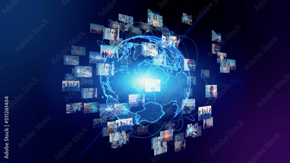 Aufkleber Global communication network concept. Image analysis. Digital transformation. AI (Artificial Intelligence).