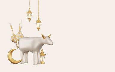 3d illustration of golden eid al adha