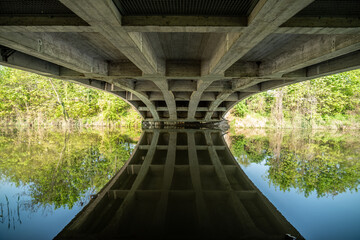 rzeka lub kanał pod mostem z dołu